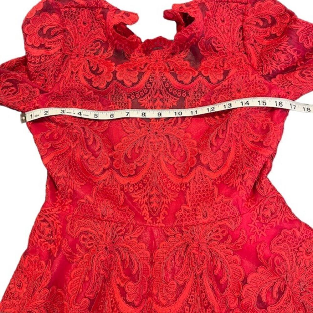 Saylor Raspberry Rita Mini Dress Open Back‎ Mock Neck Lacy Lined Size Small - Picture 12 of 15
